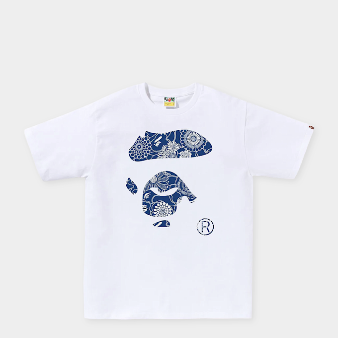 A Bathing Ape Japanese Indigo Art Camo Ape Face Tee weiß 99442 1