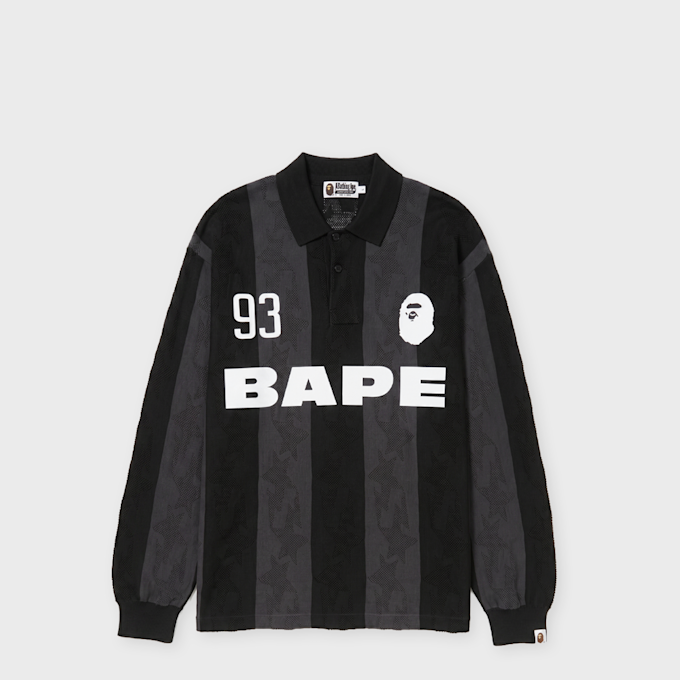 A Bathing Ape Sta Stripe Pattern Jacquard Multi Logo Relaxed Fit LS black 99443 1