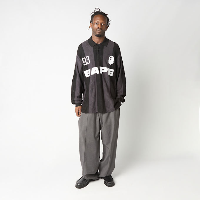 A Bathing Ape Sta Stripe Pattern Jacquard Multi Logo Relaxed Fit LS black 99443 2