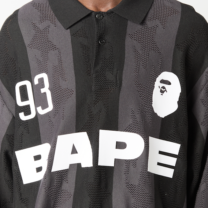 A Bathing Ape Sta Stripe Pattern Jacquard Multi Logo Relaxed Fit LS schwarz 99443 3