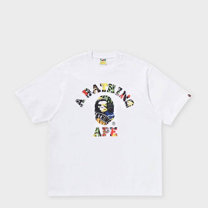 A Bathing Ape Multi Logo College Relaxed Fit Tee weiß 99514 1