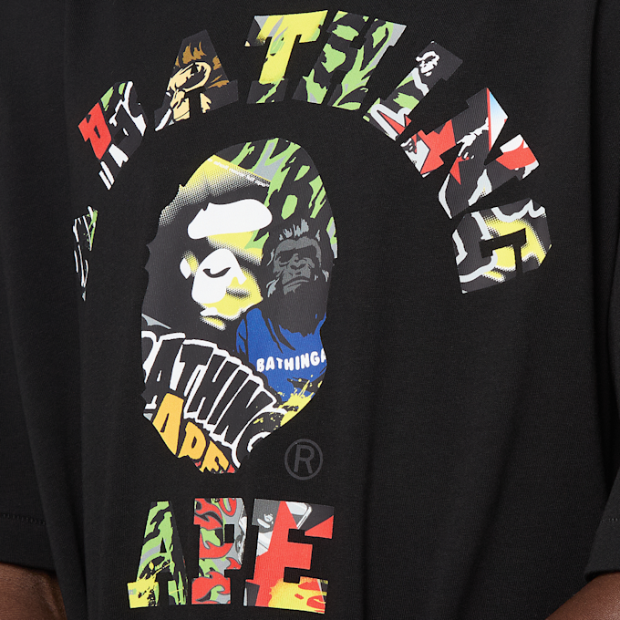 A Bathing Ape Multi Logo College Relaxed Fit Tee black 99508 3