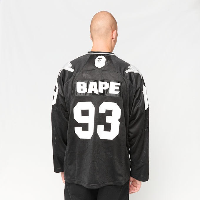A Bathing Ape Line Camo Multi Logo Cropped Fit Football Jersey schwarz 99512 3