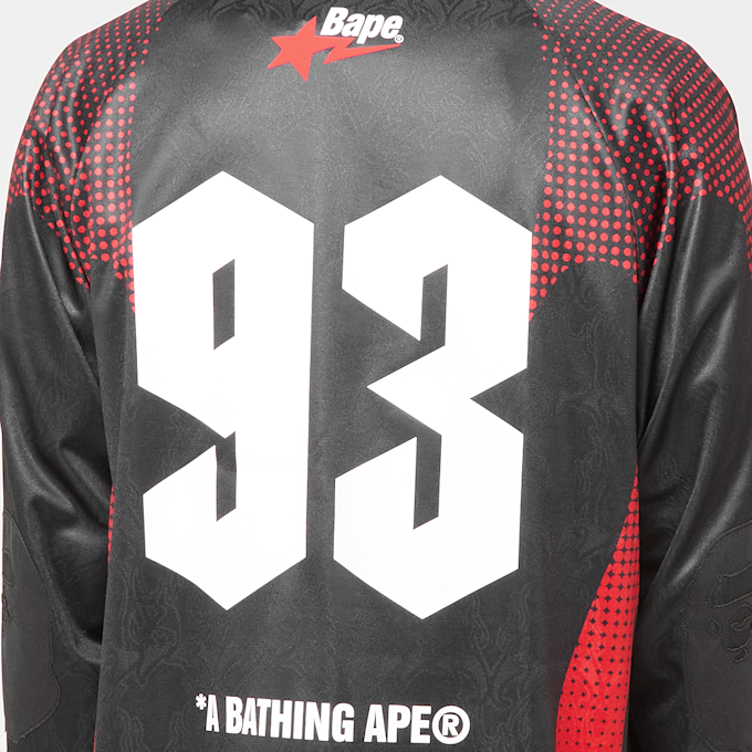 A Bathing Ape Ape Flame Monogram Jacquard Logo Football Jersey black 99551 3