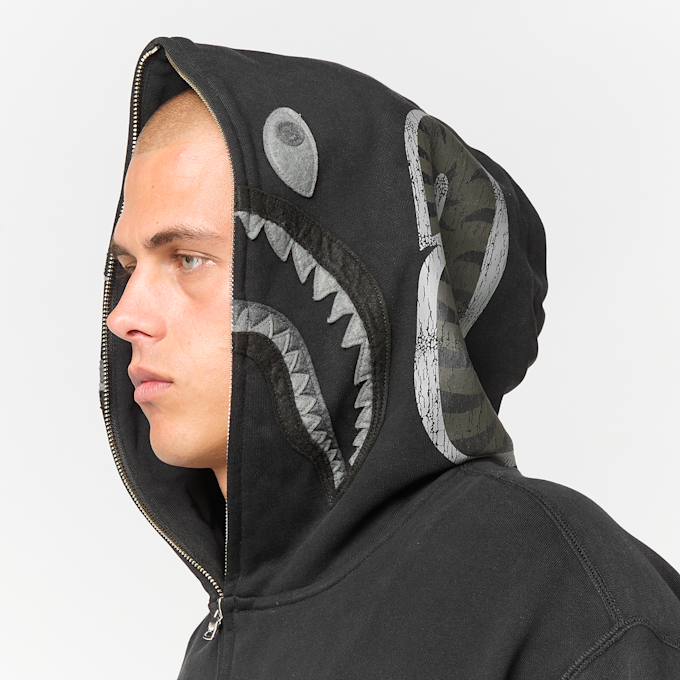A Bathing Ape Garment Dye Shark Relaxed Fit Full Zip Hoodie schwarz 99555 3