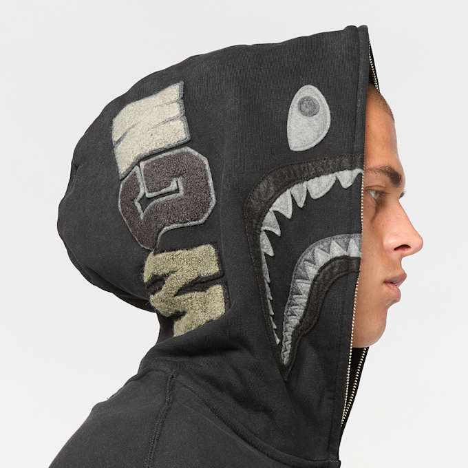 A Bathing Ape Garment Dye Shark Relaxed Fit Full Zip Hoodie schwarz 99555 4