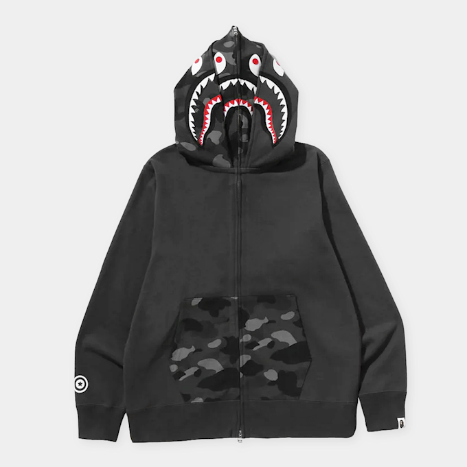 A Bathing Ape Color Camo Shark Full Zip Double Hoodie zwart 99557 1