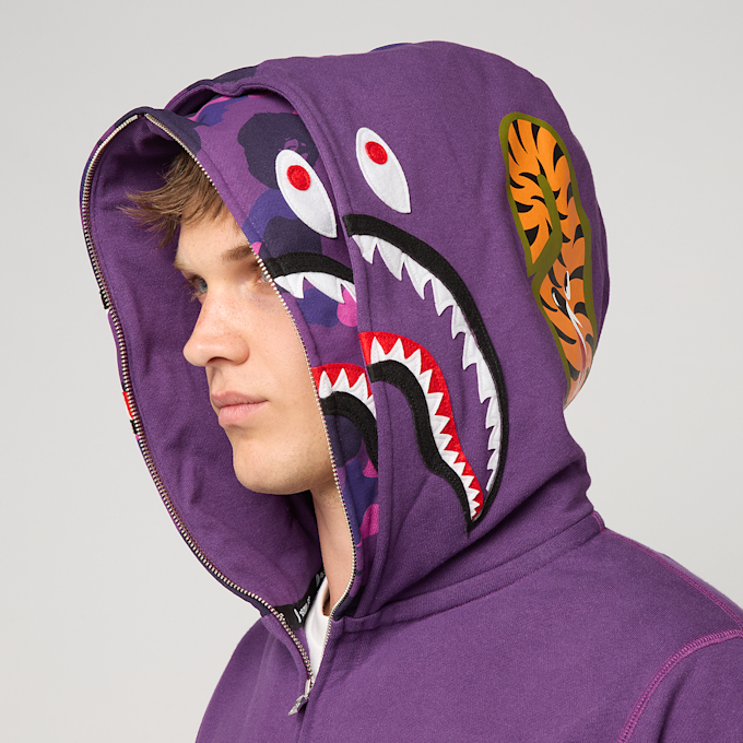 A Bathing Ape Color Camo Shark Full Zip Double Hoodie lila 99559 5