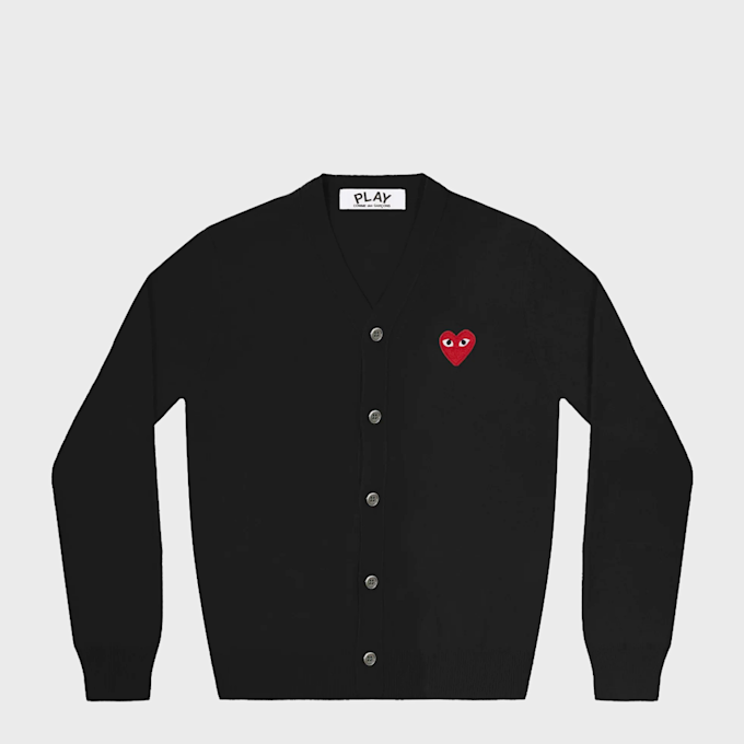 Comme des Garcons Play V-Neck Cardigan Red Emblem black 99979 1