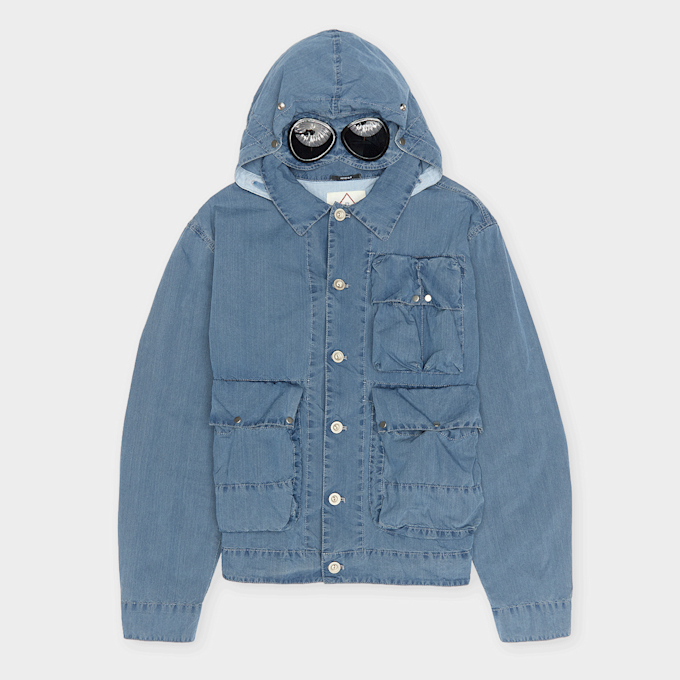 C. P. Company 50 Fili Indigo Bleached Goggle Denim Jacket blau 102687 1