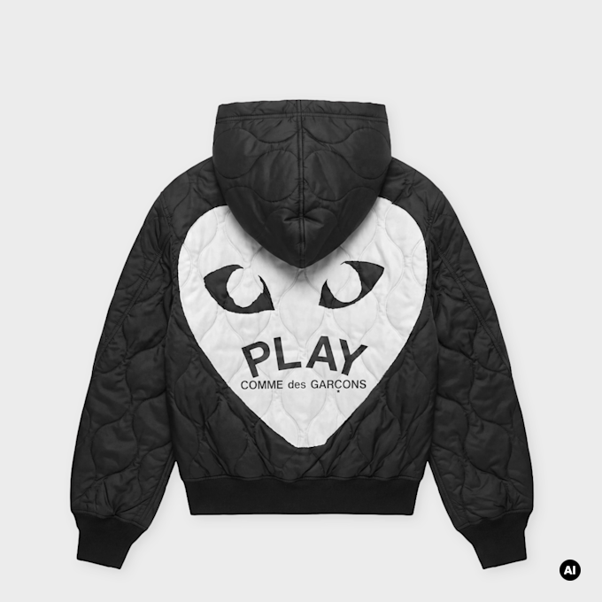 Comme des Garcons Play Black Emblem Black Heart Hoodie black 104459 1