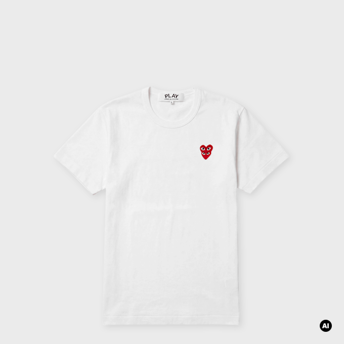Comme des Garcons Play T-Shirt Double Red Emblem white 104464 1