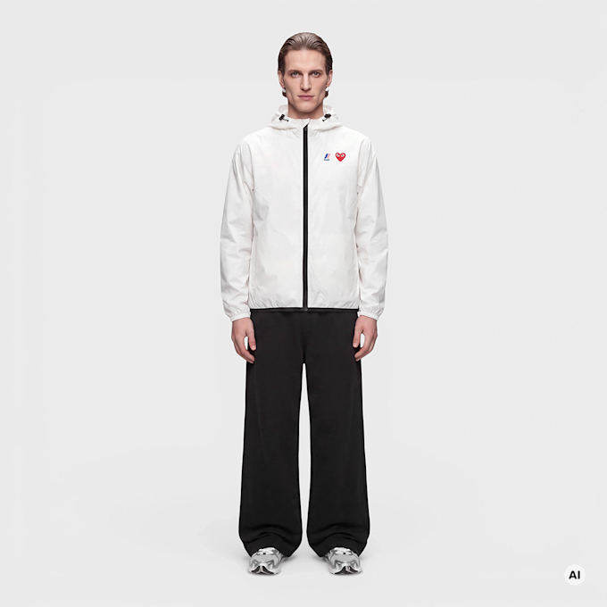 Comme des Garcons Play K-Way Full Zip Jacket Red Emblem white 104469 2