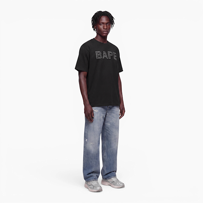 A Bathing Ape Bape Rhinestone Logo Relaxed Fit Tee black 104954 2