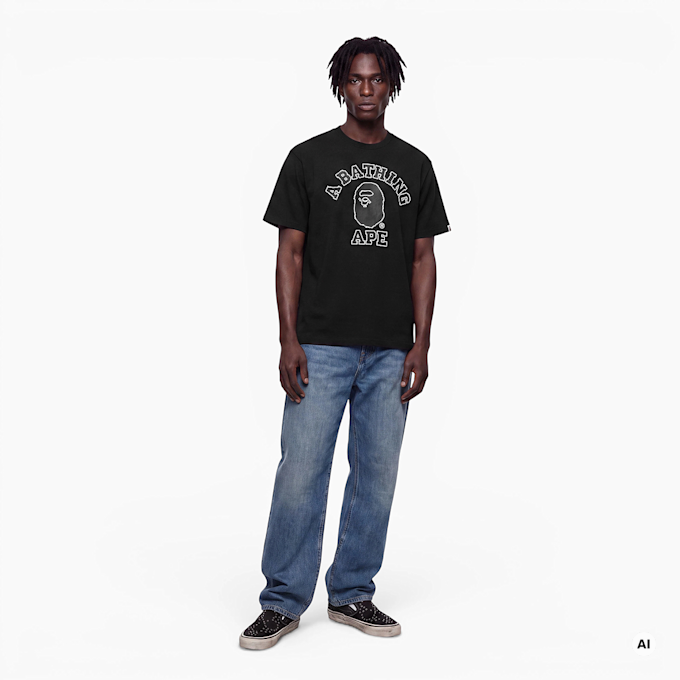 A Bathing Ape Hand Drawn Outline College Relaxed Fit Tee black 104958 2