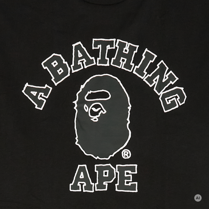 A Bathing Ape Hand Drawn Outline College Relaxed Fit Tee zwart 104958 3