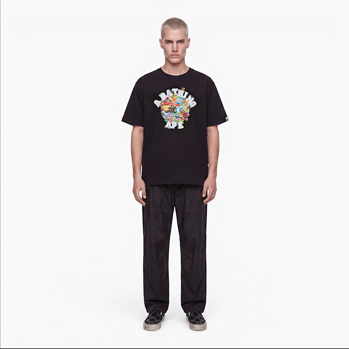 A Bathing Ape Colorful 3D Graphic College Tee black 104966 2