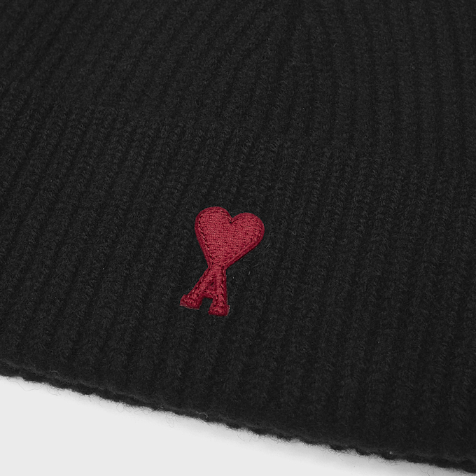 AMI PARIS Beanie With Red Ami De Coeur noir/rouge Undefined Color 106030 3