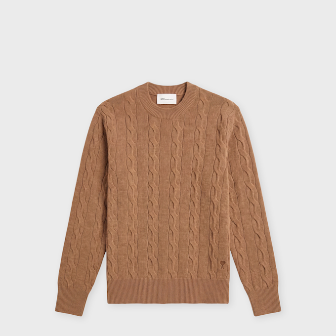 AMI PARIS Crewneck Sweater With Tonal ADC beige 106044 1