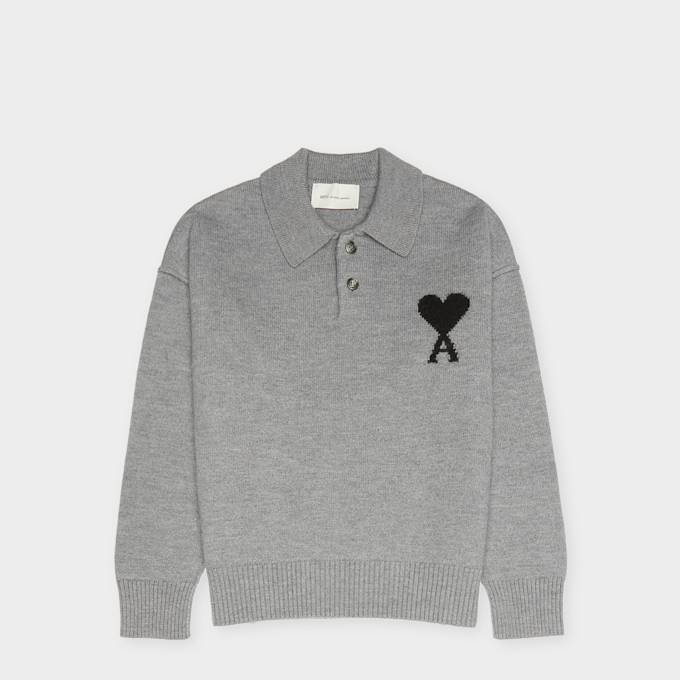 AMI PARIS Polo Sweater Contrasted ADC grijs 106047 1
