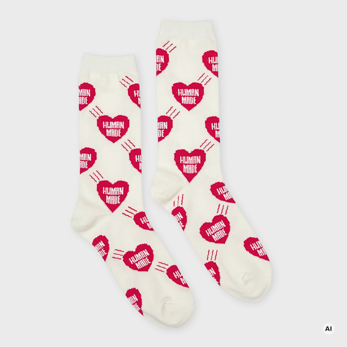 HUMAN MADE Heart Socks white 106638 2