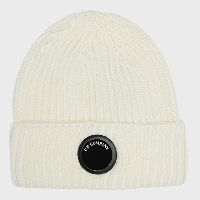 C. P. Company Extrafine Merino Wool Lens Beanie gauze white UndefinedColor 106805 1