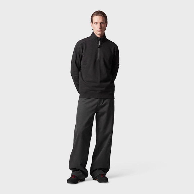 C. P. Company Diagonal Raised Fleece Half Zip Lens Sweater black 106831 2