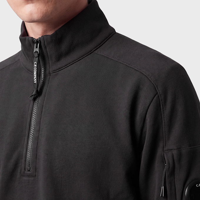 C. P. Company Diagonal Raised Fleece Half Zip Lens Sweater black 106831 3