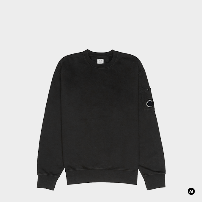 C. P. Company Brushed And Emerized Diagonal Fleece Crewneck black 106833 1