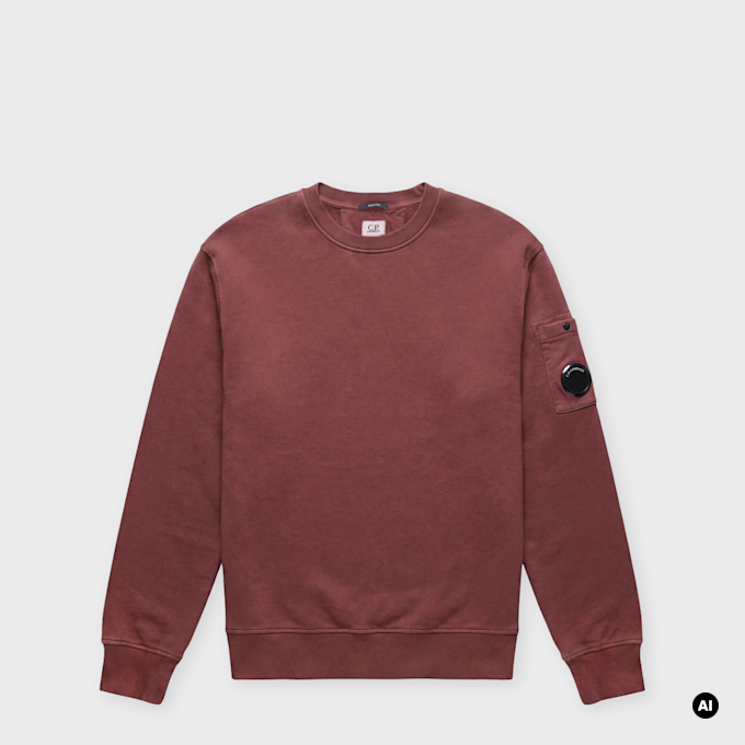 C. P. Company Brushed And Emerized Diagonal Fleece Crewneck red 106832 1