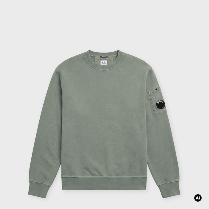 C. P. Company Brushed And Emerized Diagonal Fleece Crewneck green 106835 1