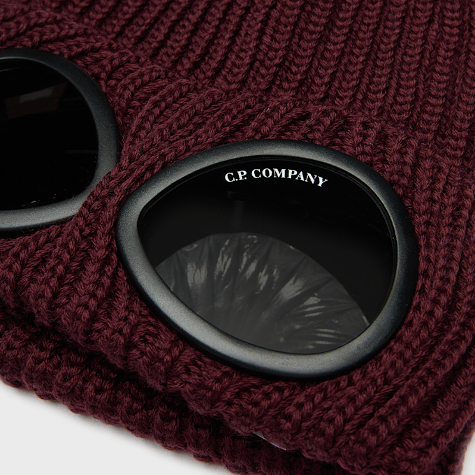 C. P. Company Extra Fine Merino Wool Goggle Beanie Red 106846 3
