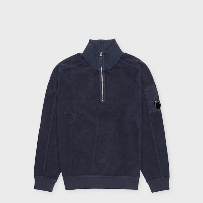 C. P. Company Sweatshirt Polo Collar Brushed Blau 106849 1