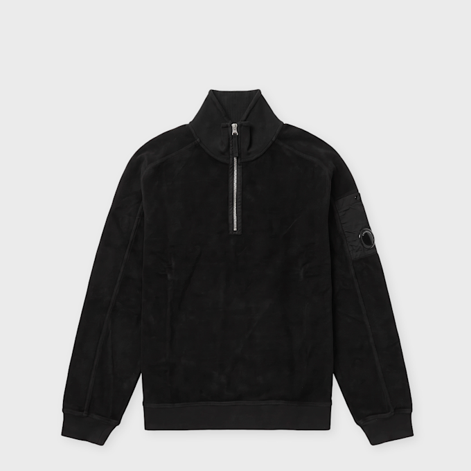 C. P. Company Sweatshirt Polo Collar Brushed Schwarz 106850 1