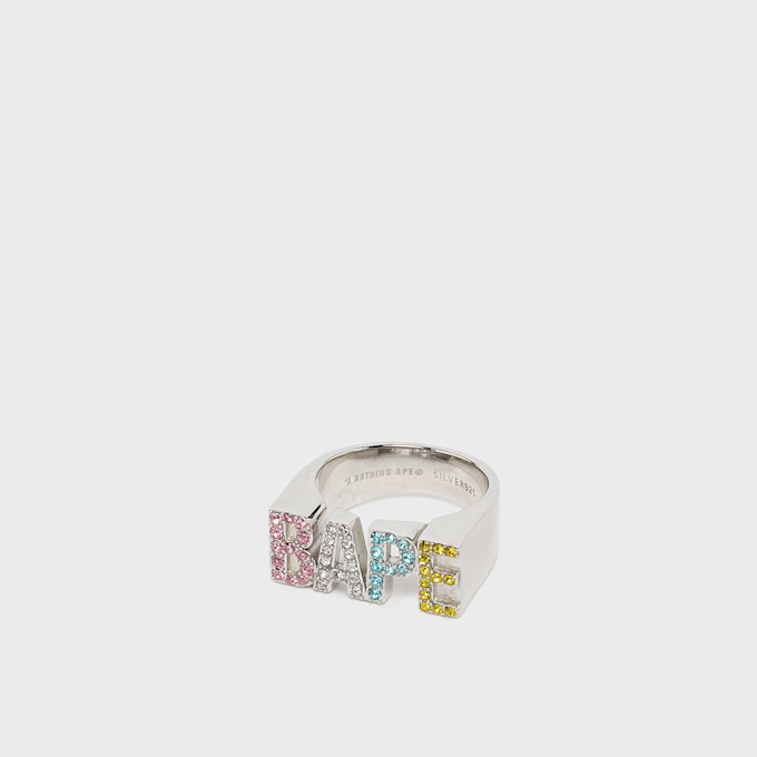 A Bathing Ape Bape Logo Ring Multi Color Rhinestone multi-colour 108078 1