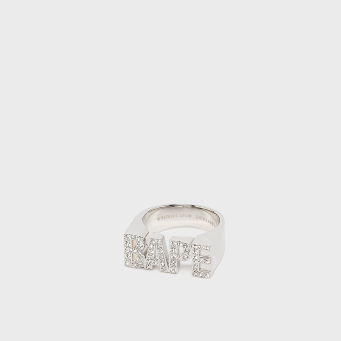 A Bathing Ape Bape Logo Ring Silver Rhinestone silver 108077 1