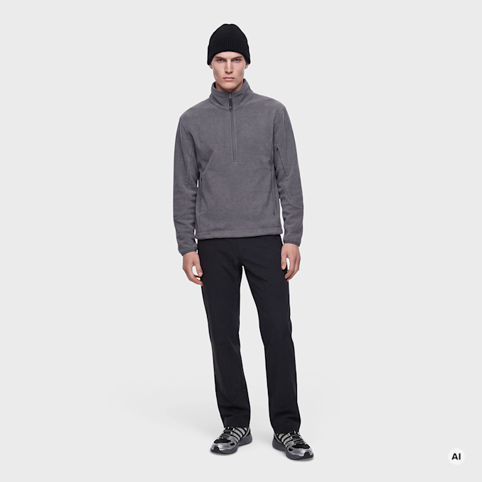 Pas Normal Studios Off-Race Boiled Wool Half-Zip grey 139185 2