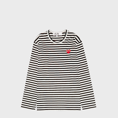 Buy Comme des Garcons Play Play Red Heart Striped Long Sleeve T