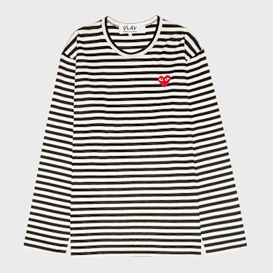 Buy Comme des Garcons Play Play Red Heart Striped Long Sleeve T