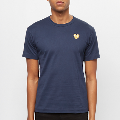 Buy Comme des Garcons Play Gold Heart T-Shirt in blue | P1T216-NVY