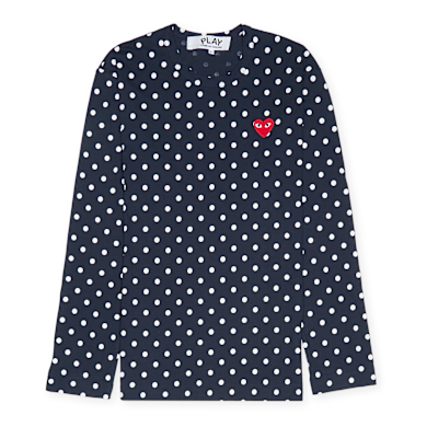 Buy Comme des Garcons Play Blue Polka Dot Longsleeve in navy