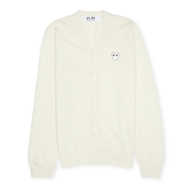 Comme des Garçons Shaggy Knit Cardigan Buy Comme des Garcons Play Knit Cardigan in beige | P1N066-3 | solebox