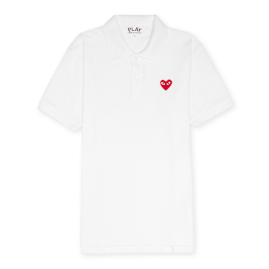 COMME des GARCONS PLAY ポロシャツ M 黒 赤ハート 美品 プレイ コムデギャルソン ポロシャツ 赤ハート-黒-ユニセックス