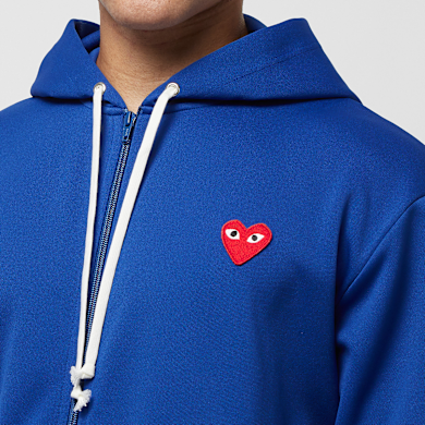 Buy Comme des Garcons Play Play Zip Hooded Sweat Red Heart in blue