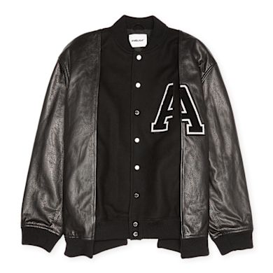 Buy Ambush A Patch Varsity Jacket in black | BMJA022F23LEA001-1010