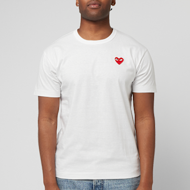 Buy Comme des Garcons Play Small Red Heart T-Shirt White in white