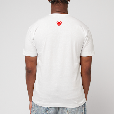 Buy Comme des Garcons Play Small Red Heart Neck T-Shirt White in