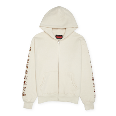Buy Pleasures OE Zip Up Hoodie in beige | P24F046-NATURAL | solebox