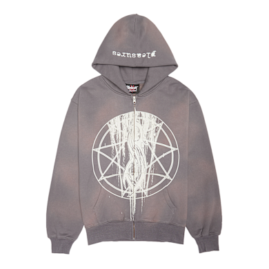 Buy Pleasures x Slipknot Nonagram Zip Hoodie in grey | P25SK005