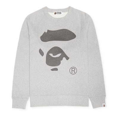 Buy A Bathing Ape Ape Face Crewneck Sweatshirt in grey
